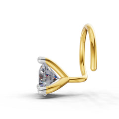 14K Gold 0.08 Ct Round Shape 3 Prong Solitaire Diamond Nose Pin