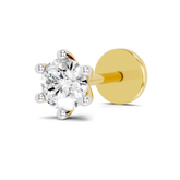 14K Gold-Screw 0.14 Carat Round Shape Solitaire Six Prong Diamond Nose Pin