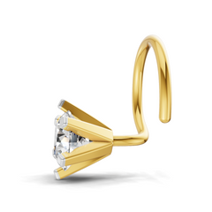 14K Gold-Screw 0.35 Carat Diamond Round Shape Nose Pin