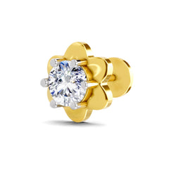 14K Gold-Screw 0.5 Carat Diamond Round Shape Solitaire Nose Pin