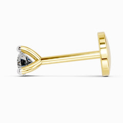 14K Gold 0.09 Ct Round Shape Solitaire Diamond Nose Pin