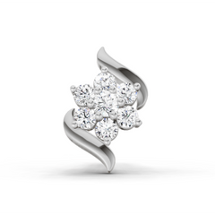 14K Gold 0.07 Ct Diamond Swirl Nose Pin Round Shape