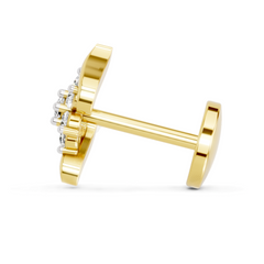 14K Gold 0.07 Ct Diamond Swirl Nose Pin Round Shape
