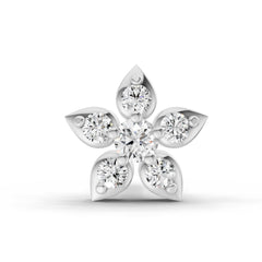 14K Gold 0.06 Ct Diamond Floral Stud Round Shape Nose Pin