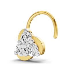 14K Gold 0.23 Carat Diamond Round Shape floral cluster Nose Pin.