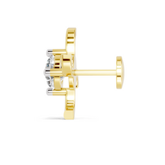 14K Gold-Screw 0.5 Carat Diamond Round Shape Nose Pin.