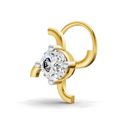14K Gold 0.5 Carat Diamond Round Shape Nose Pin
