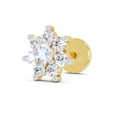 14K Gold-Screw 0.16 Carat Diamond Round Shape Celestial Nose Pin.