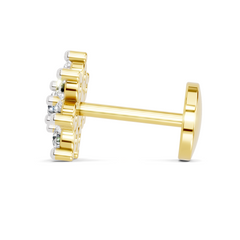 14K Gold-Screw 0.16 Carat Diamond Round Shape Celestial Nose Pin.