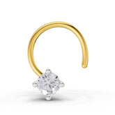 14K Yellow Gold 0.05 Ct Diamond Round Shape Solitaire Nose Pin