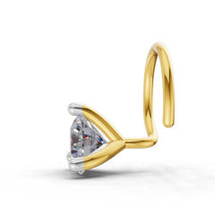 14K Yellow Gold 0.07 Ct Diamond Round Shape 3 Prong Solitaire Nose Pin