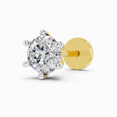 14K Yellow Gold 0.15 Carat Diamond Round Shape 6 Prong Solitaire Nose Pin