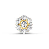 14K Gold 0.11 Ct Diamond Floral Stud Round Shape Nose Pin