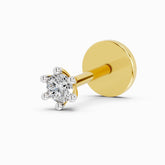 14K Gold 0.05 Ct Diamond Solitaire Round Shape Nose Pin