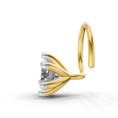 14K Yellow Gold 0.06 Ct Diamond Round Shape 6 Prong Solitaire Nose Pin