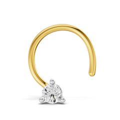 14K Yellow Gold 0.09 Carat Diamond Round Shape Nose Pin