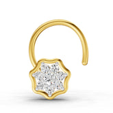 14K Yellow Gold 0.04 Carat Diamond Round Shape Sitara Nose Pin