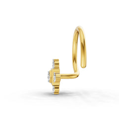 14K Yellow Gold 0.02 Carat Diamond Round Shape Nose Pin