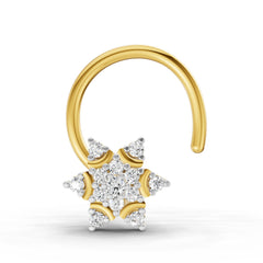 14K Yellow Gold 0.05 Carat Diamond Round Shape Diamond Nose Pin