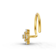 14K Yellow Gold 0.05 Carat Diamond Round Shape Diamond Nose Pin