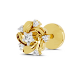 14K Yellow Gold-Screw 0.03 Carat Diamond Round Shape Twilight Nose Pin