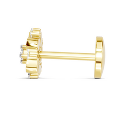 14K Yellow Gold-Screw 0.03 Carat Diamond Round Shape Twilight Nose Pin