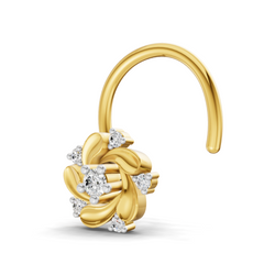 14K Yellow Gold 0.03 Carat Diamond Round Shape Twilight Nose Pin