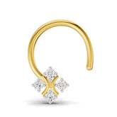 14K Yellow Gold 0.03 Carat Diamond Round Shape Celestial Nose Pin