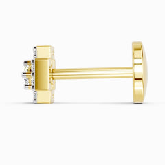 14K Yellow Gold-Screw 0.04 Carat Diamond Round Shape Nose Pin