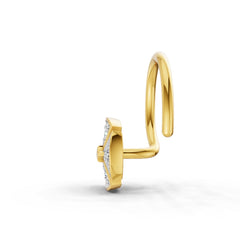 14K Yellow Gold 0.01 Carat Diamond Round Shape Nose Pin