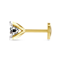 14K Gold -Screw 0.50 Carat Round Shape Solitaire Diamond Nose Pin.