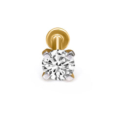 14K Gold -Screw 0.50 Carat Round Shape Solitaire Diamond Nose Pin.