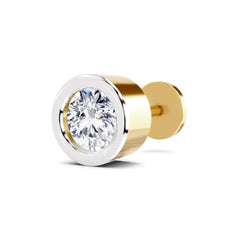 14K Gold -Screw 0.50 Carat Diamond Round Shape Bezel Solitaire Nose Pin.