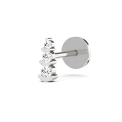 14K Gold 0.06 Ct Diamond 3 Stone Nose pin.