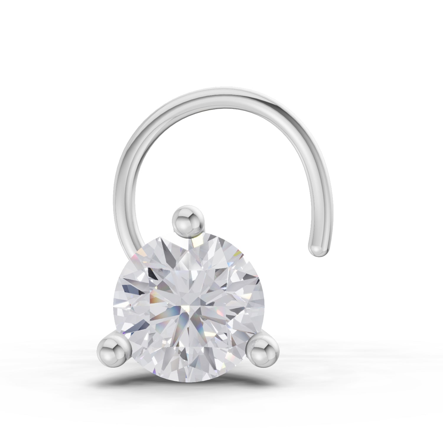 14K Gold 0.08 Ct Round Shape 3 Prong Solitaire Diamond Nose Pin