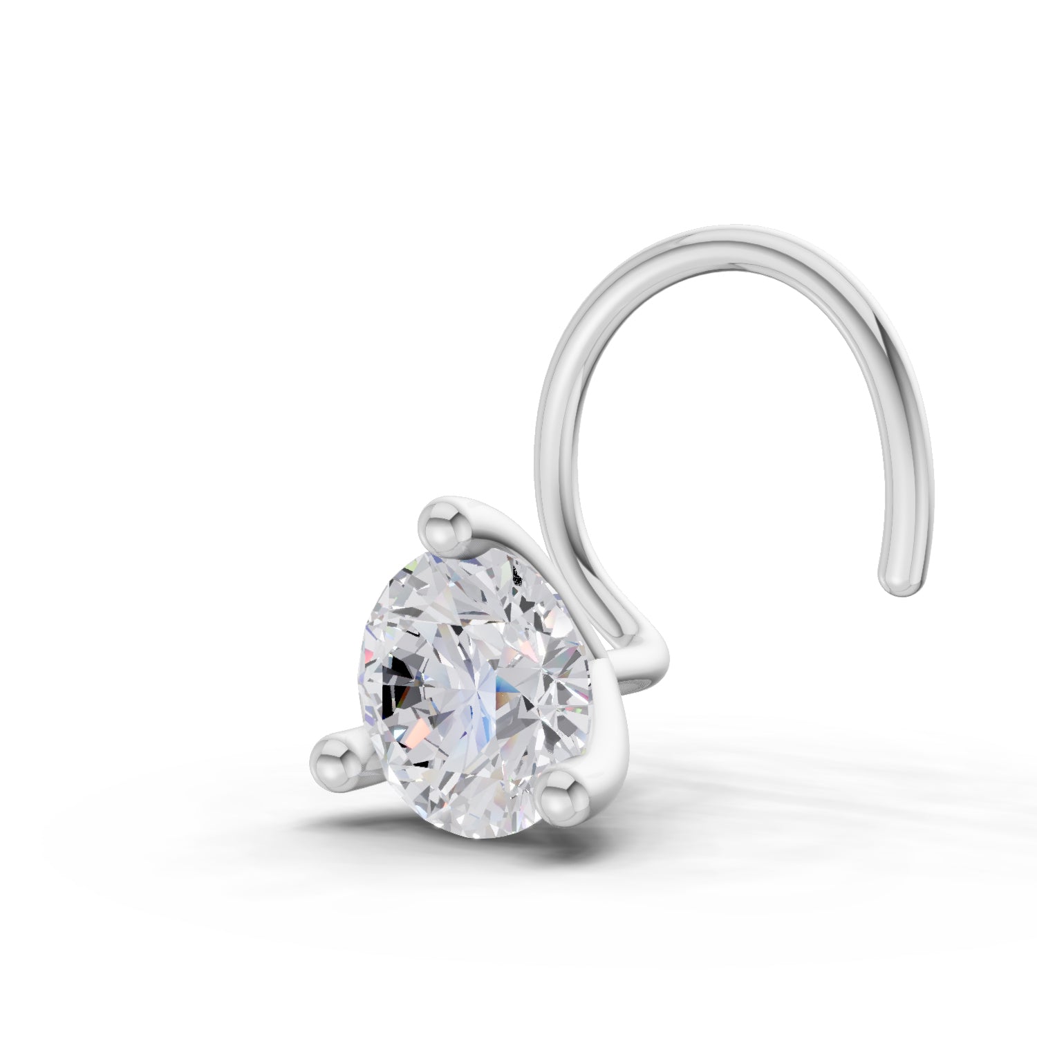 14K Gold 0.08 Ct Round Shape 3 Prong Solitaire Diamond Nose Pin