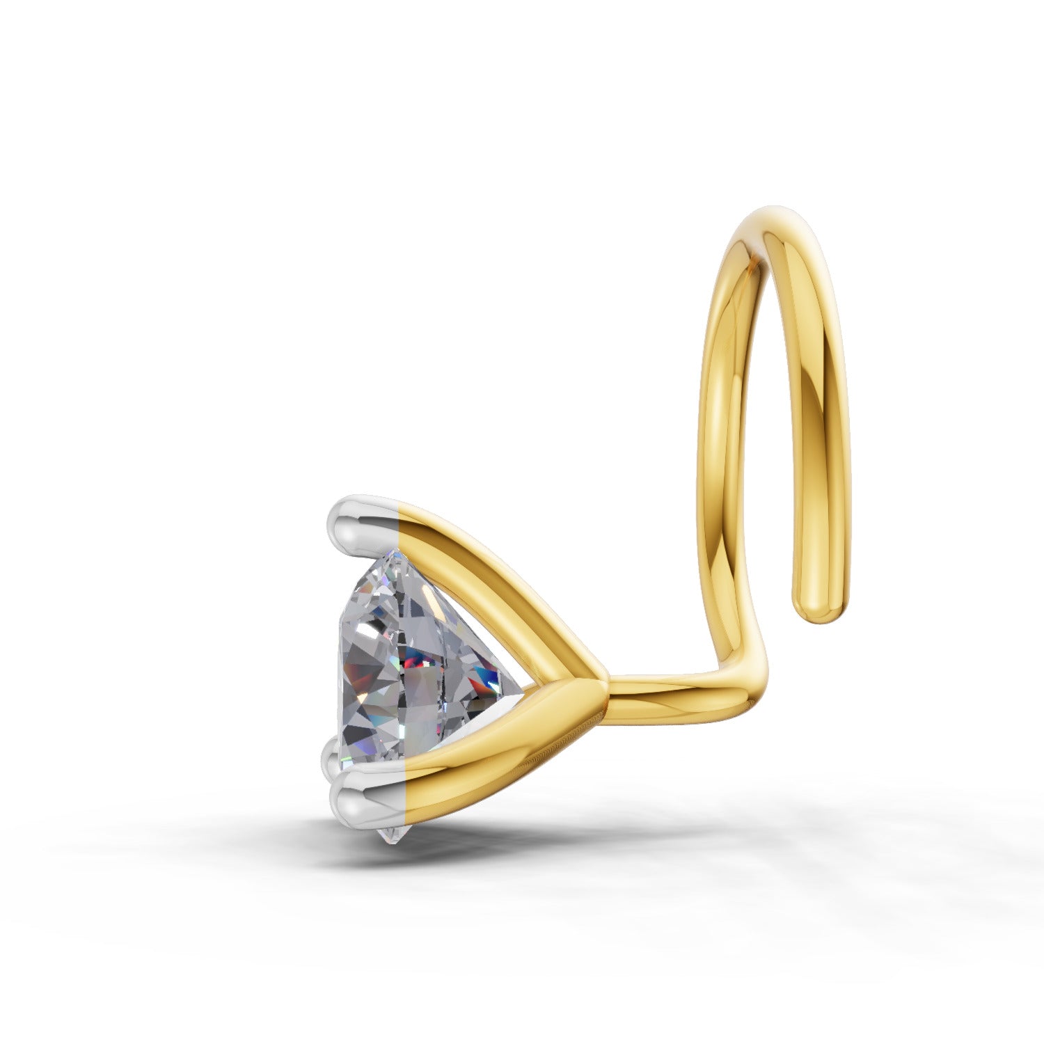 14K Gold 0.08 Ct Round Shape 3 Prong Solitaire Diamond Nose Pin
