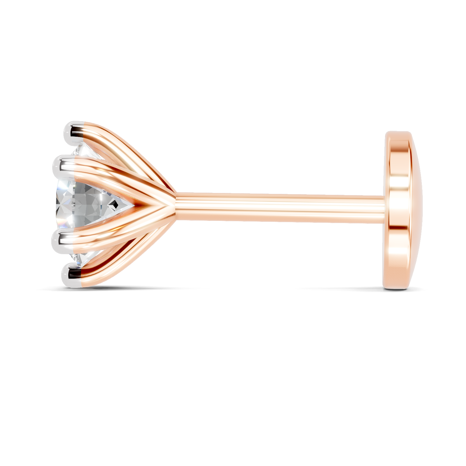 14K Gold-Screw 0.14 Carat Round Shape Solitaire Six Prong Diamond Nose Pin