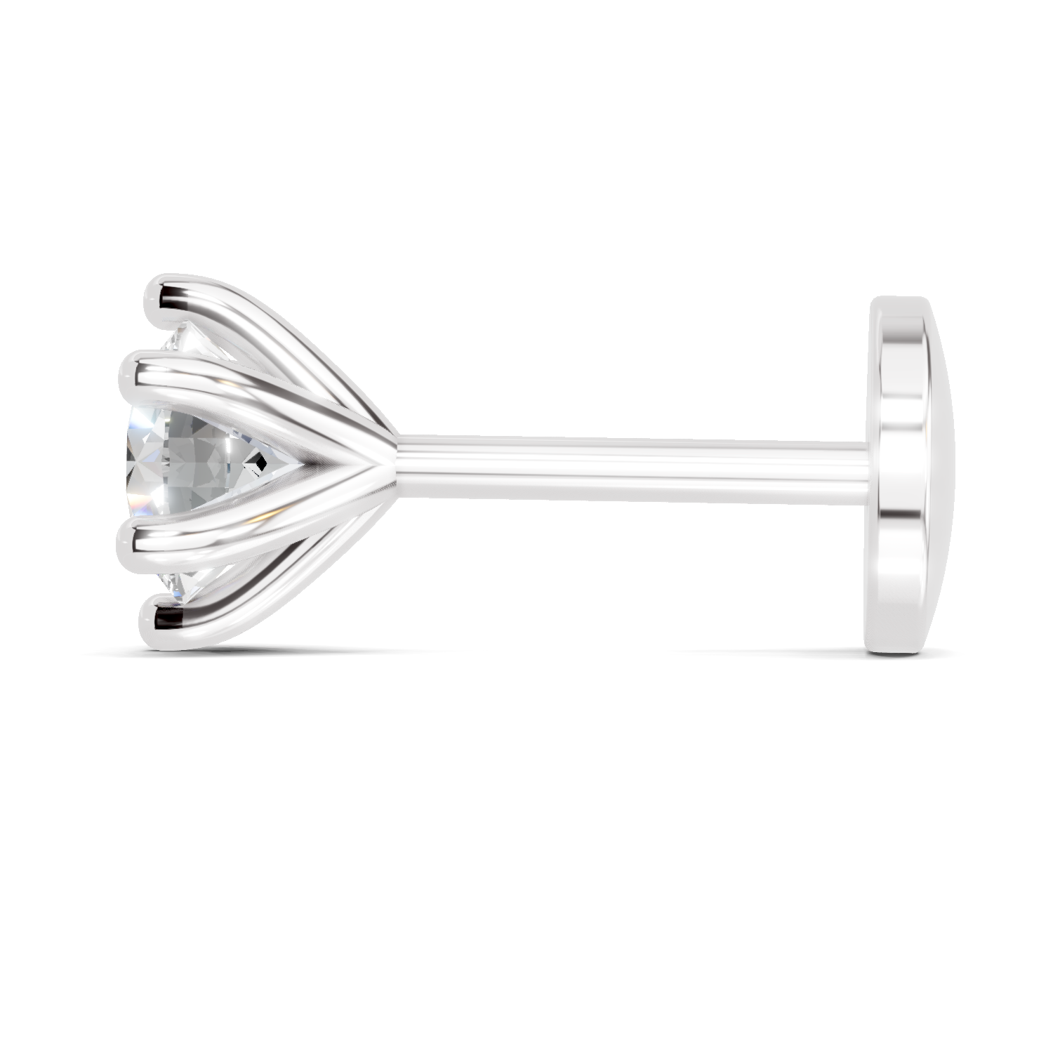 14K Gold-Screw 0.14 Carat Round Shape Solitaire Six Prong Diamond Nose Pin