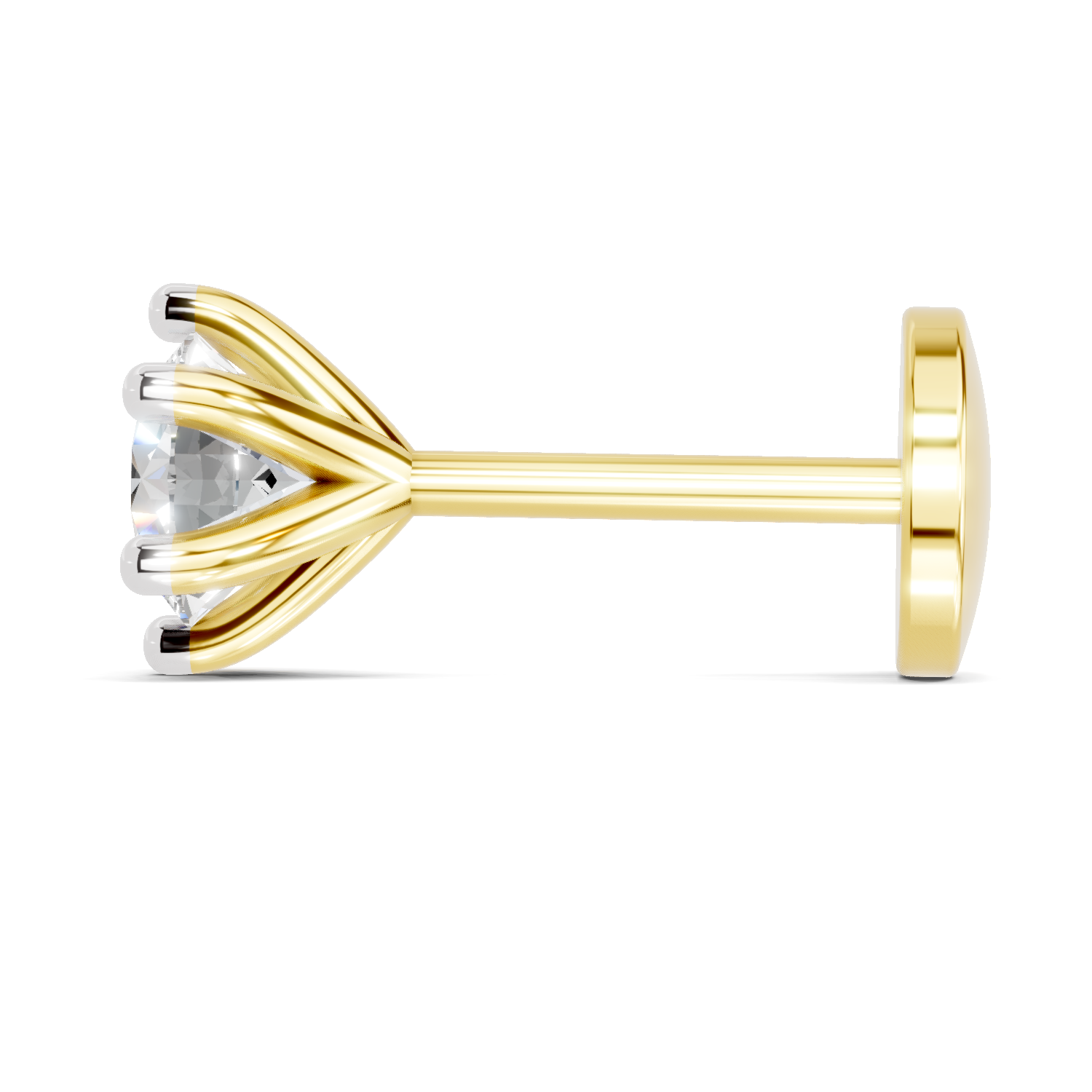 14K Gold-Screw 0.14 Carat Round Shape Solitaire Six Prong Diamond Nose Pin