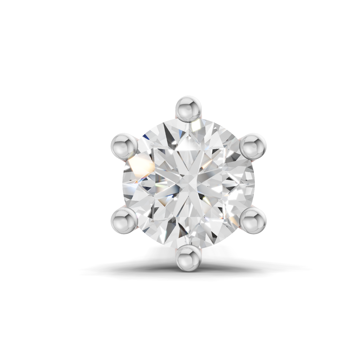 14K Gold-Screw 0.14 Carat Round Shape Solitaire Six Prong Diamond Nose Pin