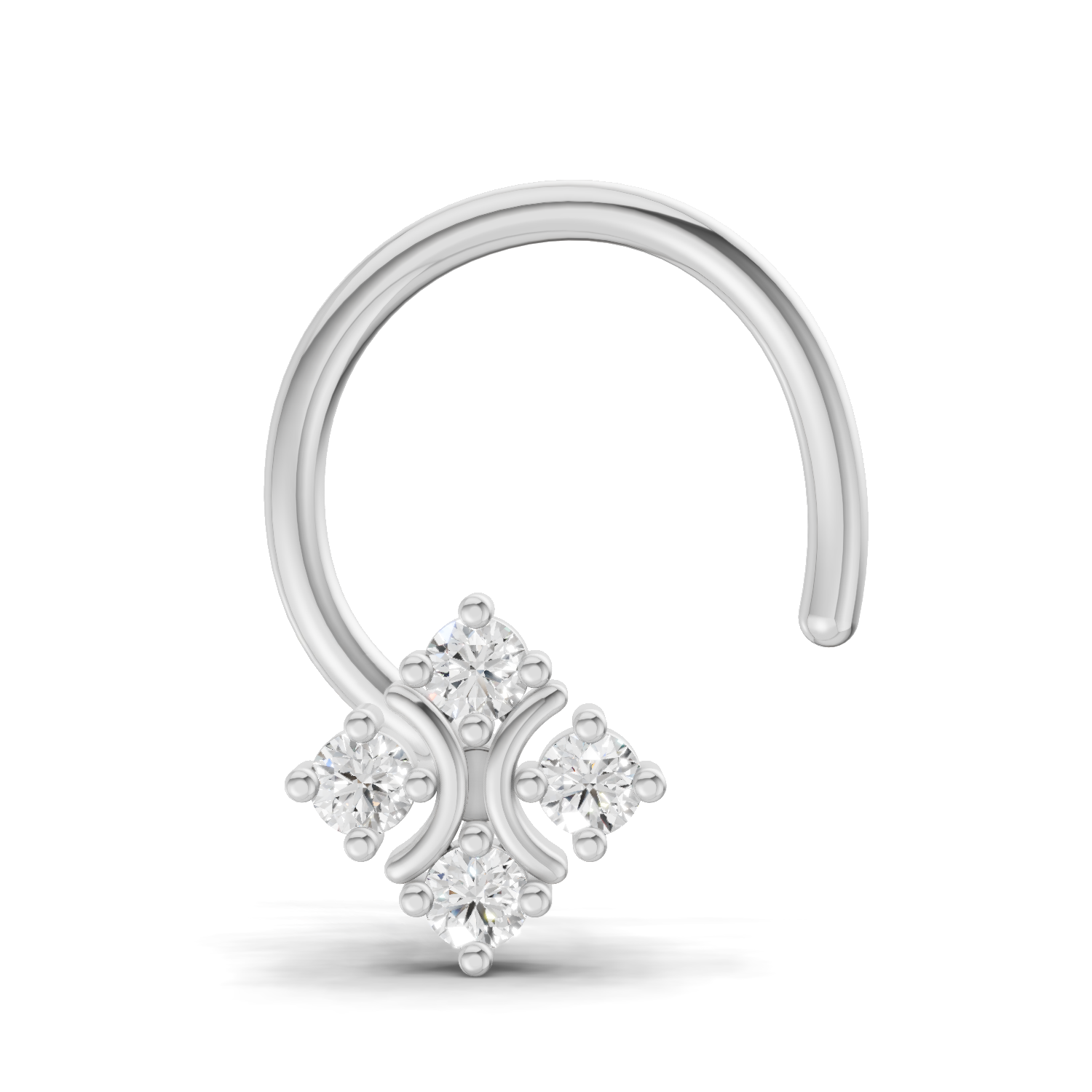 14K Gold 0.04 Carat Round Star Shape Diamond Wire Nose Pin