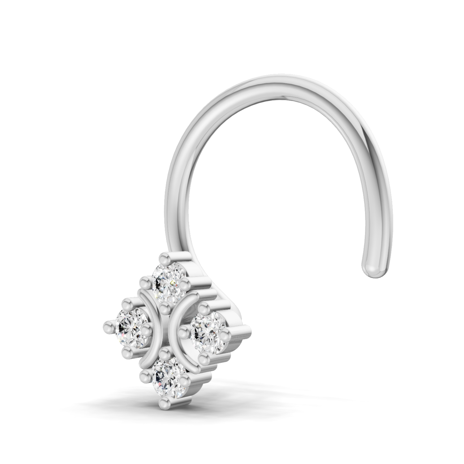 14K Gold 0.04 Carat Round Star Shape Diamond Wire Nose Pin