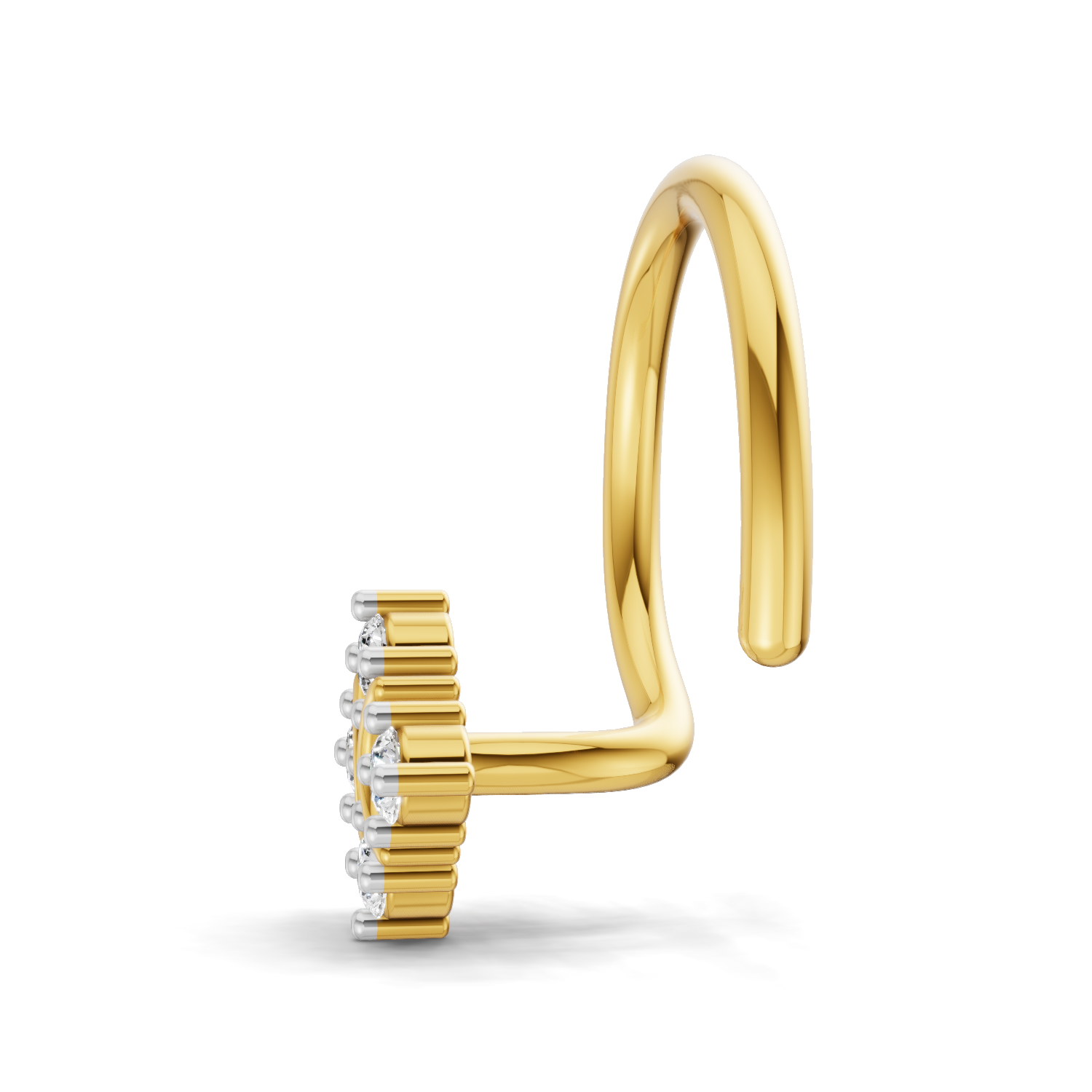 14K Gold 0.04 Carat Round Star Shape Diamond Wire Nose Pin