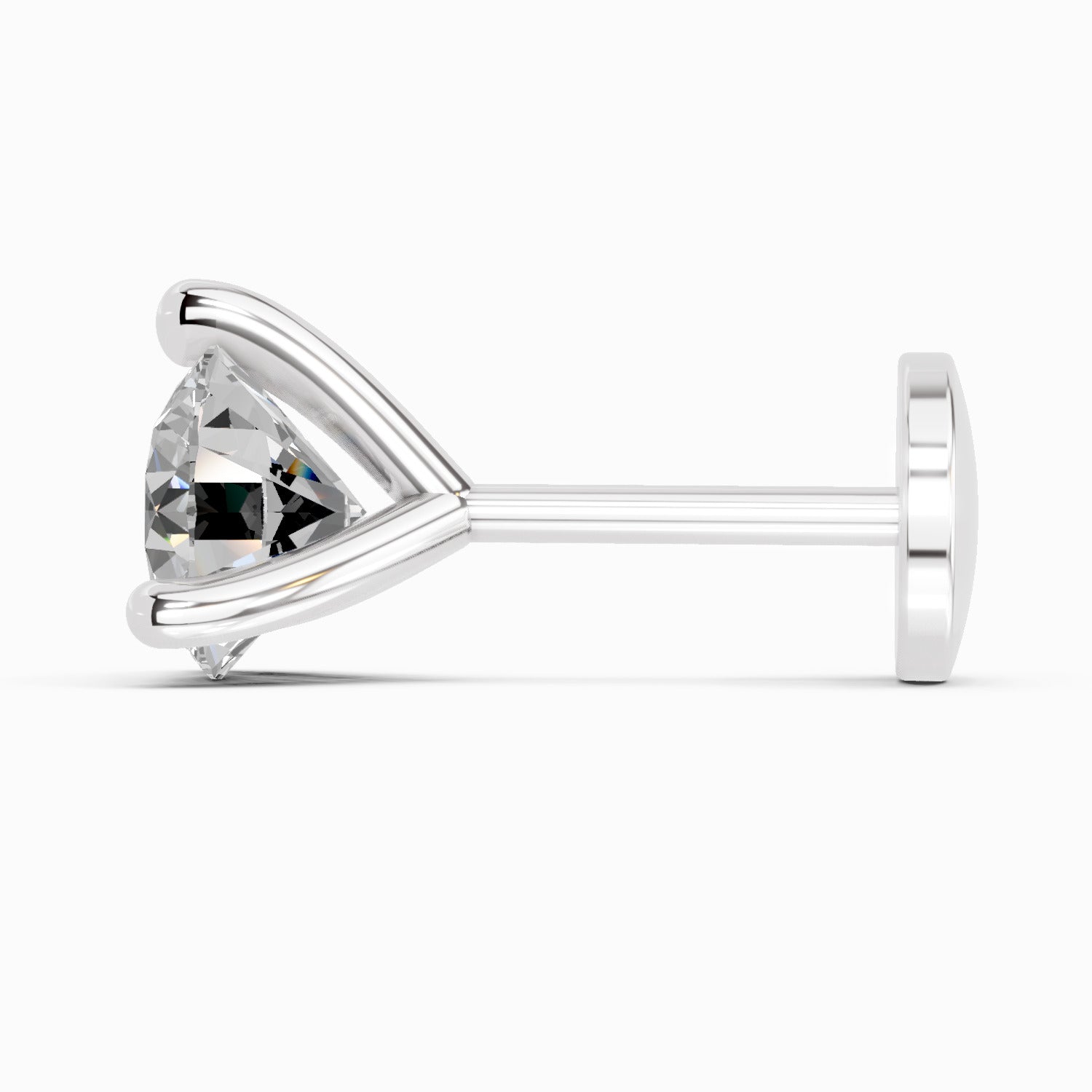 14K Gold-Screw 0.06 Carat Round Shape 3 Prong Solitaire Diamond Nose Pin