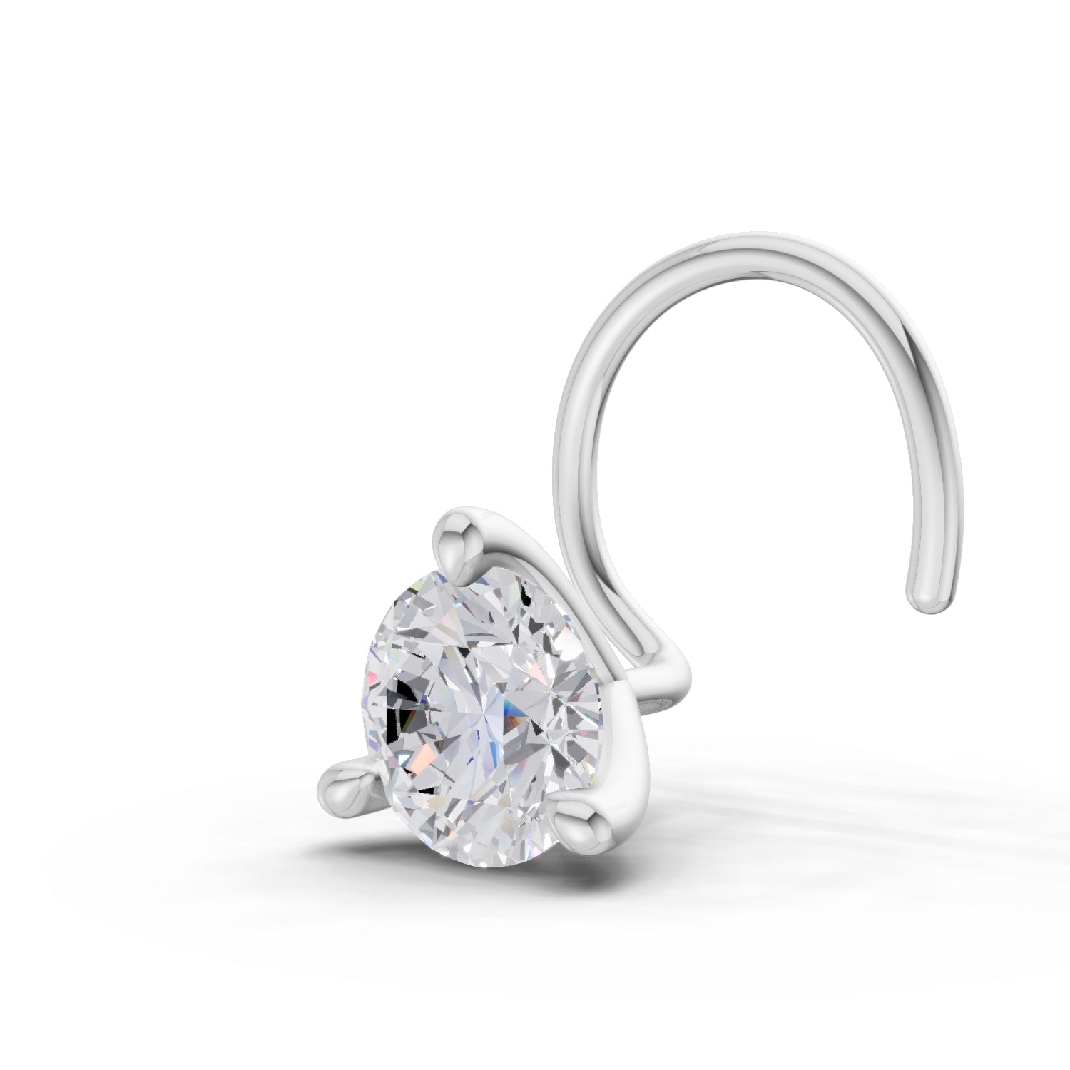 14K Gold 0.06 Ct Round Shape 3 Prong Solitaire Diamond Nose Pin