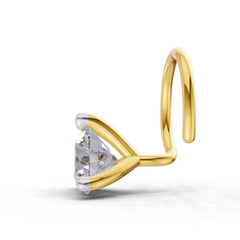 14K Gold 0.06 Ct Round Shape 3 Prong Solitaire Diamond Nose Pin