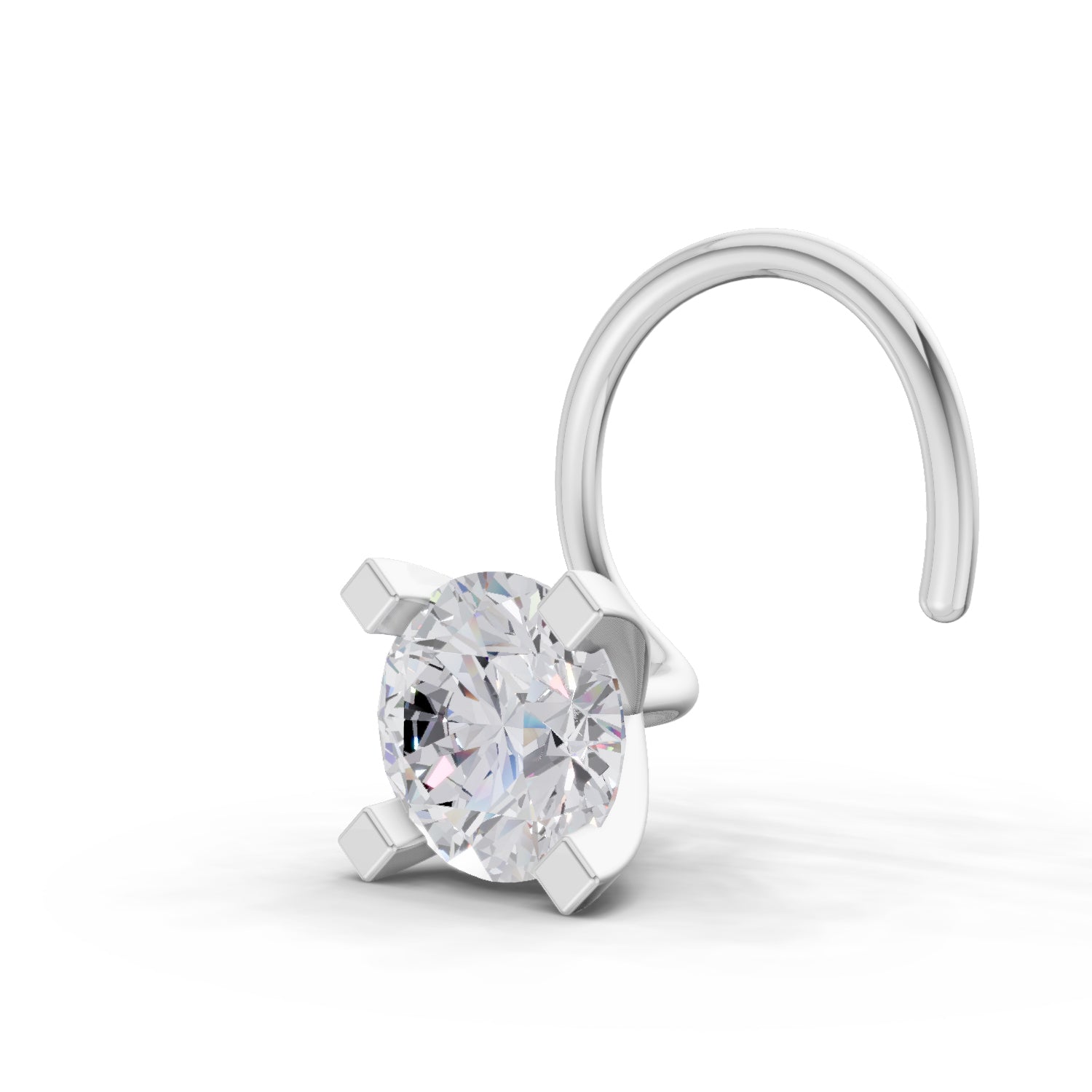 14K Gold 0.35 Ct Round Shape 4 Prong Solitaire Diamond Nose Pin