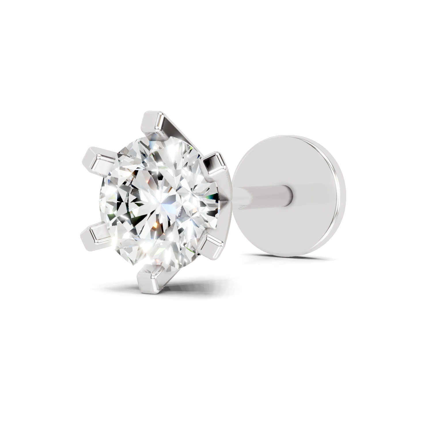 14K Gold-Screw 0.35 Carat Diamond Round Shape Nose Pin