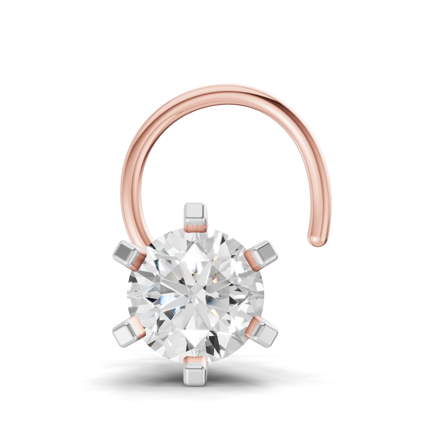 14K Gold-Screw 0.35 Carat Diamond Round Shape Nose Pin